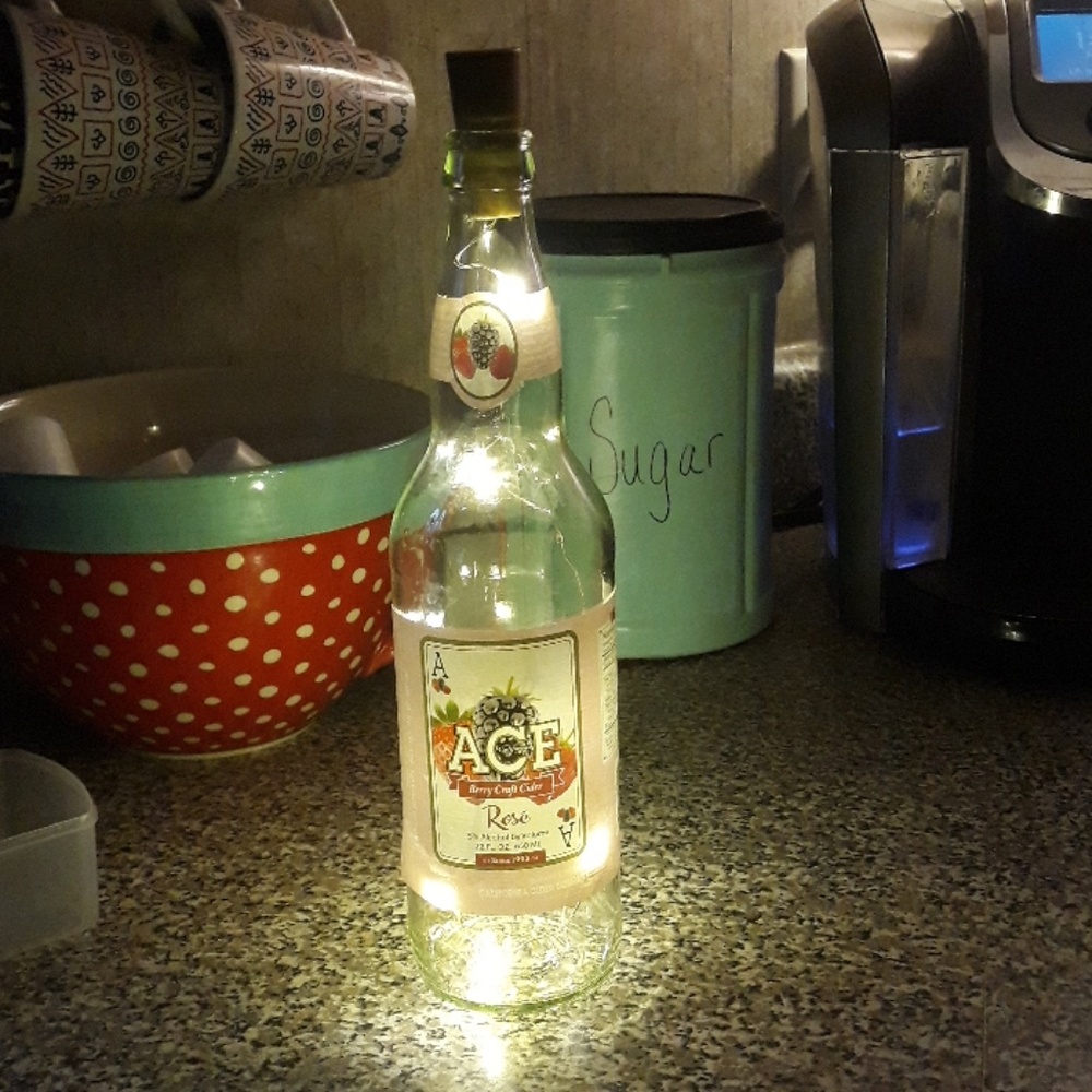 Lighted wine bottle